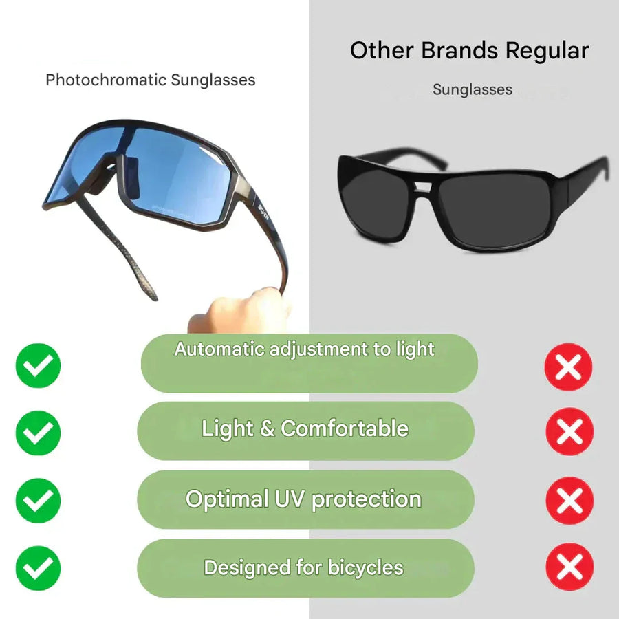Photochromic Cycling Sunglasses UV-Protection Lightweight Sports – product view 3 | Buffalo Gears