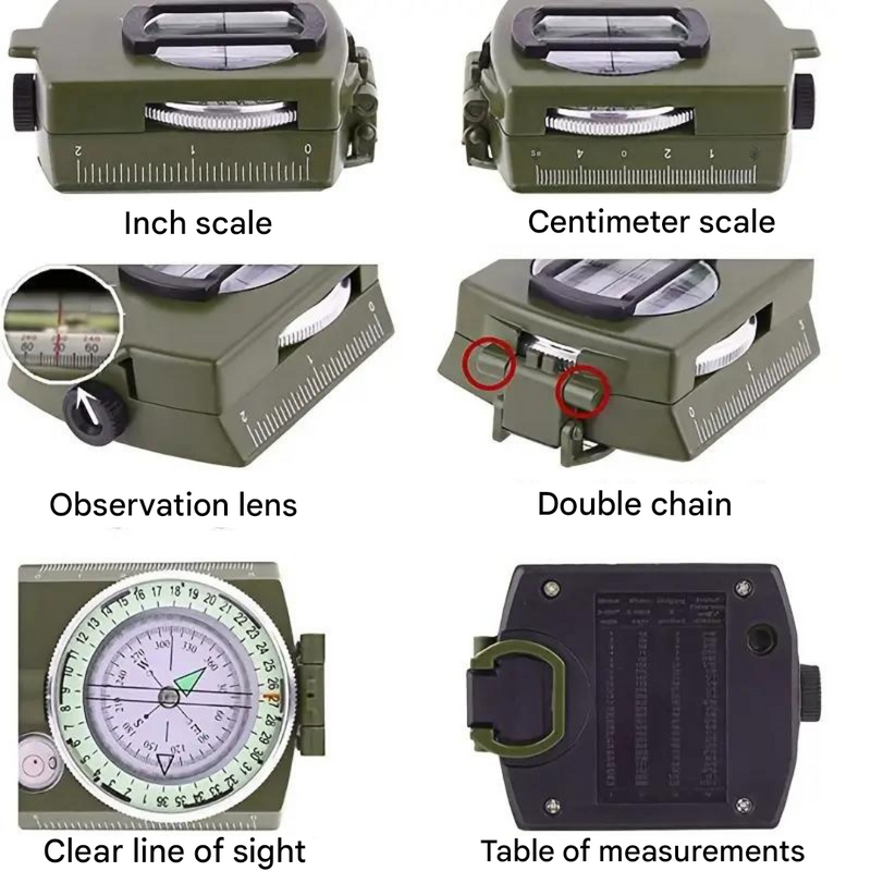 Professional Compass Military Folding Water-Resistant Outdoor Survival – product view 2 | Buffalo Gears