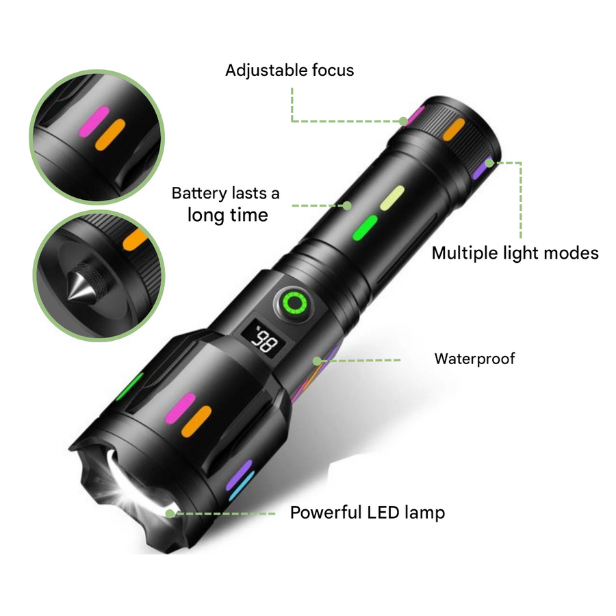 Rechargeable LED Tactical Torch High-Lumen Weather-Resistant – product view 2 | Buffalo Gears
