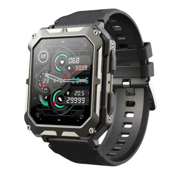 Rugged Smartwatch IP68 Weather-Resistant Heart Rate Fitness Tracker