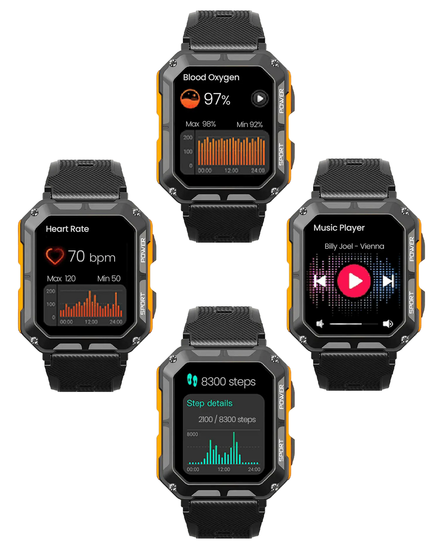 Rugged Smartwatch IP68 Weather-Resistant Heart Rate Fitness Tracker – product view 3 | Buffalo Gears