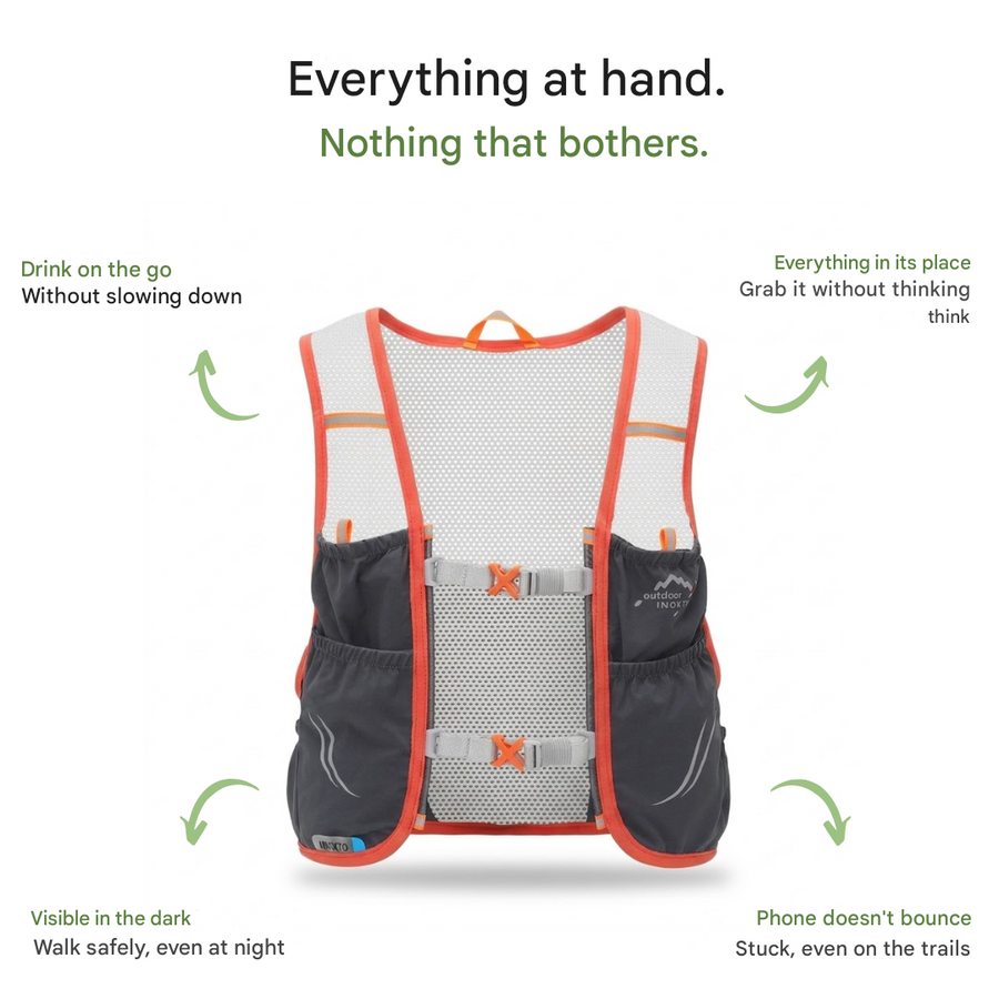 Trail Running Vest with Soft Flask Hydration Backpack Unisex – product view 2 | Buffalo Gears