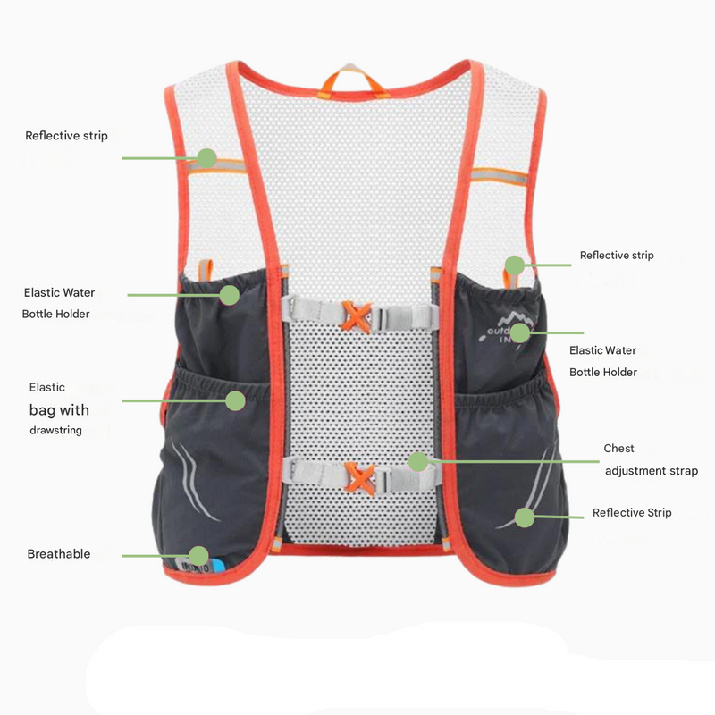 Trail Running Vest with Soft Flask Hydration Backpack Unisex – product view 5 | Buffalo Gears