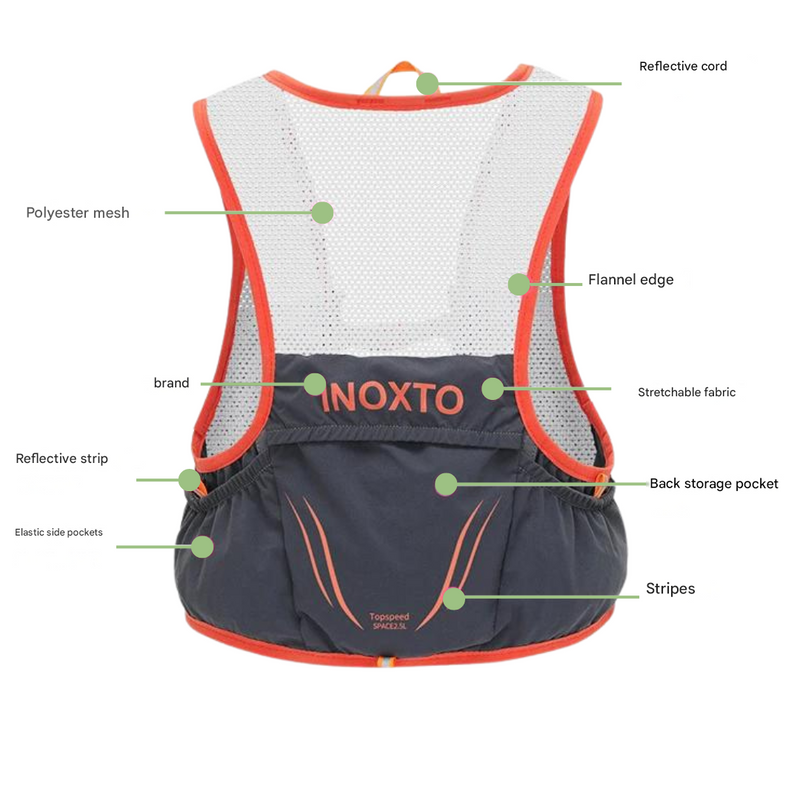 Trail Running Vest with Soft Flask Hydration Backpack Unisex – product view 6 | Buffalo Gears