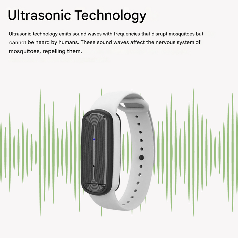 Ultrasonic Mosquito Repeller Bracelet Rechargeable Outdoor Wristband – product view 2 | Buffalo Gears