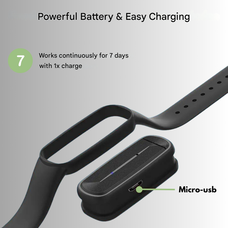 Ultrasonic Mosquito Repeller Bracelet Rechargeable Outdoor Wristband – product view 3 | Buffalo Gears