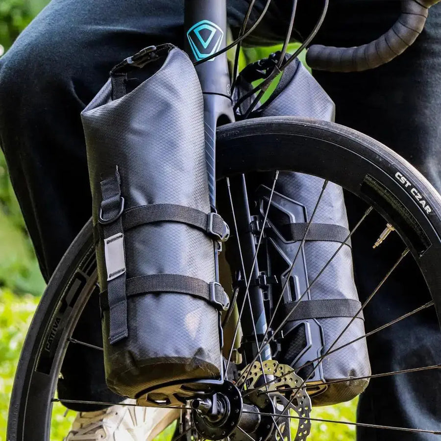 Waterproof Bicycle Fork Bags Set 2 Pack Bike Packing Storage – product view 1 | Buffalo Gears