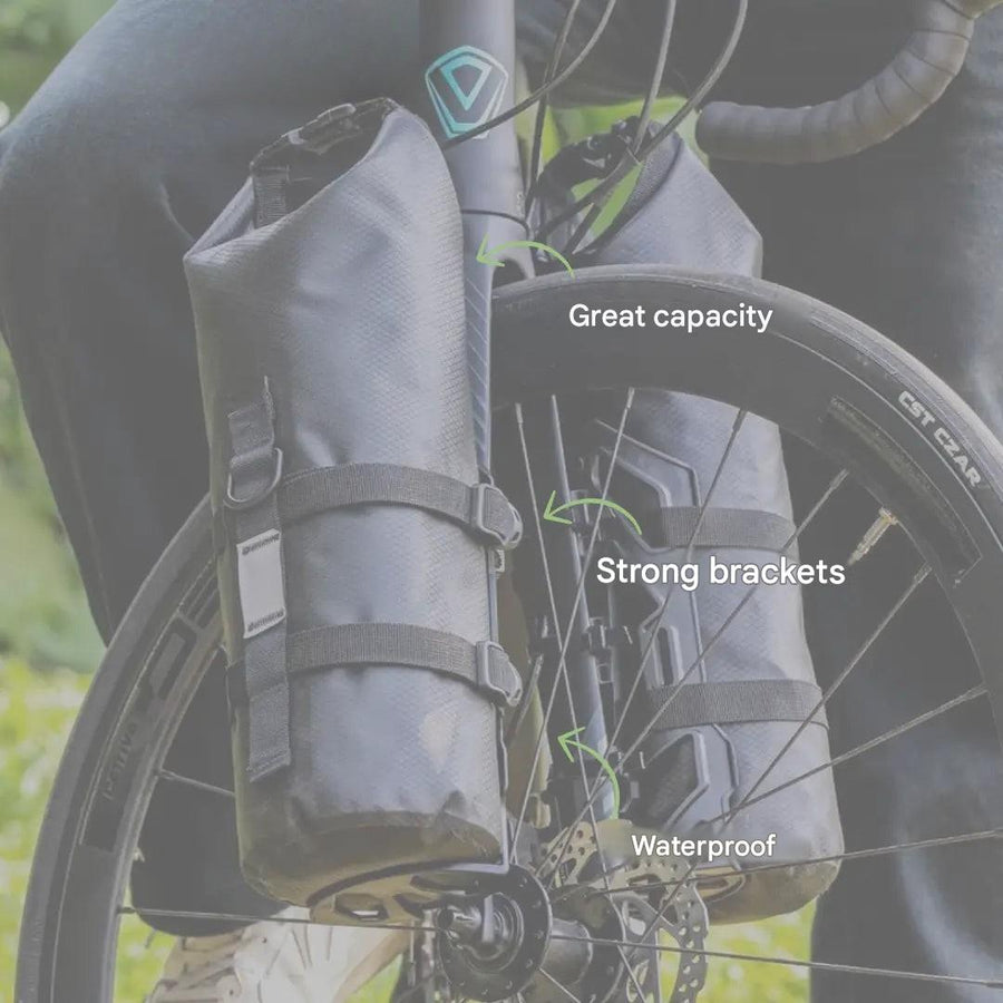Waterproof Bicycle Fork Bags Set 2 Pack Bike Packing Storage – product view 4 | Buffalo Gears