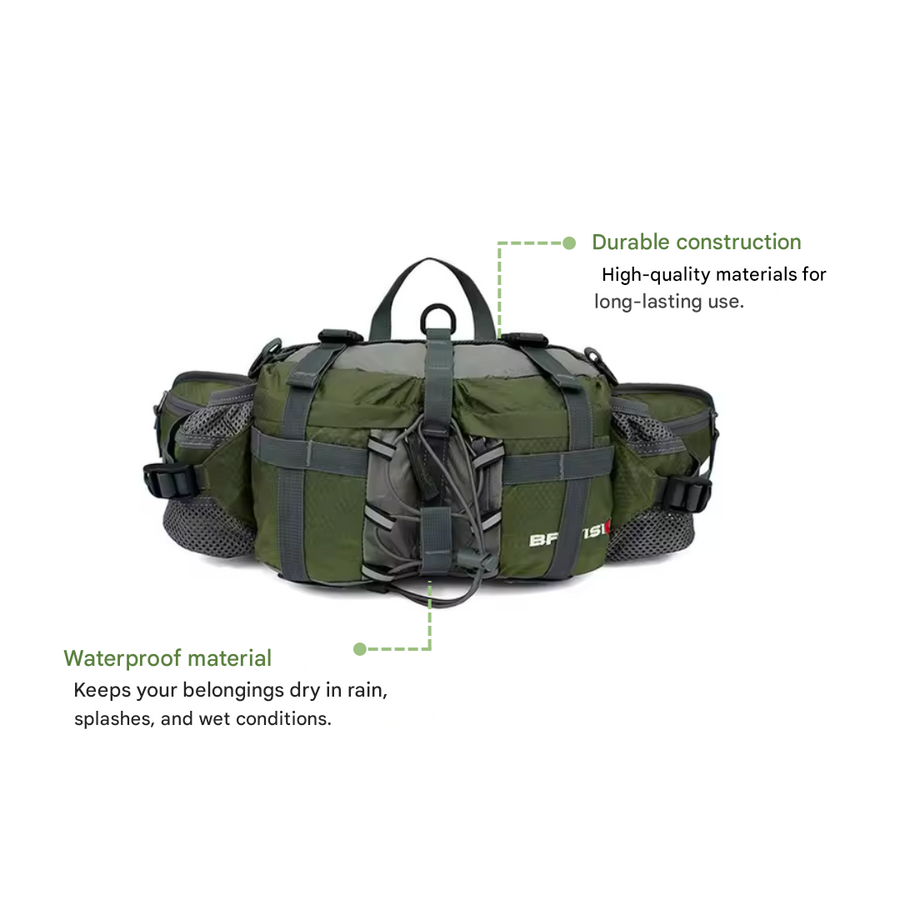 Waterproof Hiking Waist Bag 5-Litre Outdoor Fanny Pack with Pockets – product view 9 | Buffalo Gears
