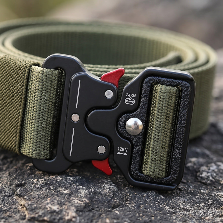 Green Military Duty Belt with MOLLE Attachment and Cobra Buckle - product view 4 | Buffalo Gears
