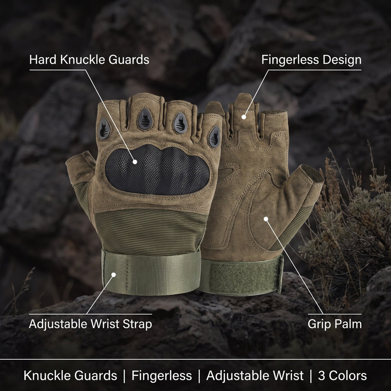 Half-Finger Tactical Gloves with Hard Knuckle Guards - product view 2 | Buffalo Gears