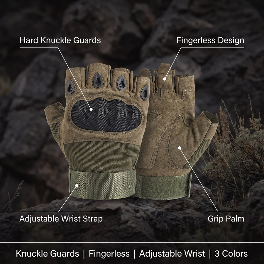 Half-Finger Tactical Gloves with Hard Knuckle Guards - product view 2 | Buffalo Gears