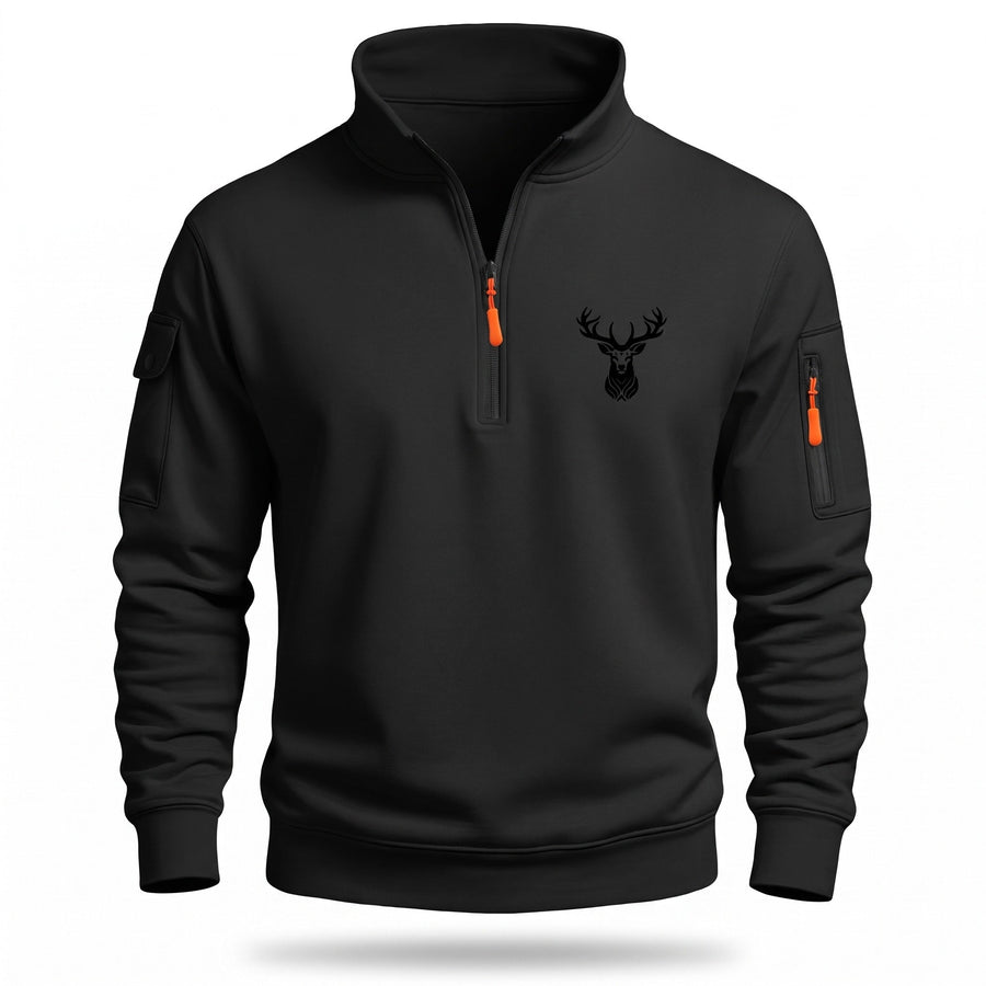 Half Zip Sweatshirt for Men with Deer Head Print - product view 9 | Buffalo Gears