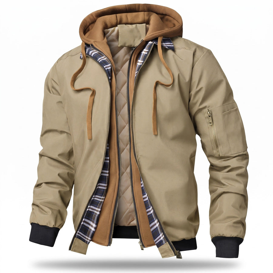 Hooded Bomber Jacket for Men, Plain Zip Front - product view 5 | Buffalo Gears
