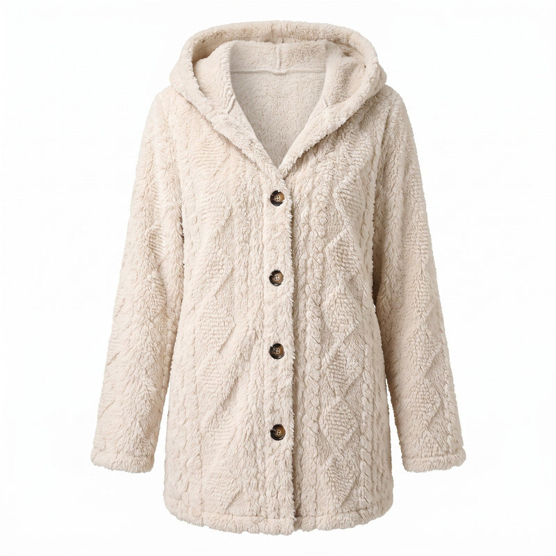 Hooded Teddy Coat for Women with Diamond Worked Pile - product view 6 | Buffalo Gears
