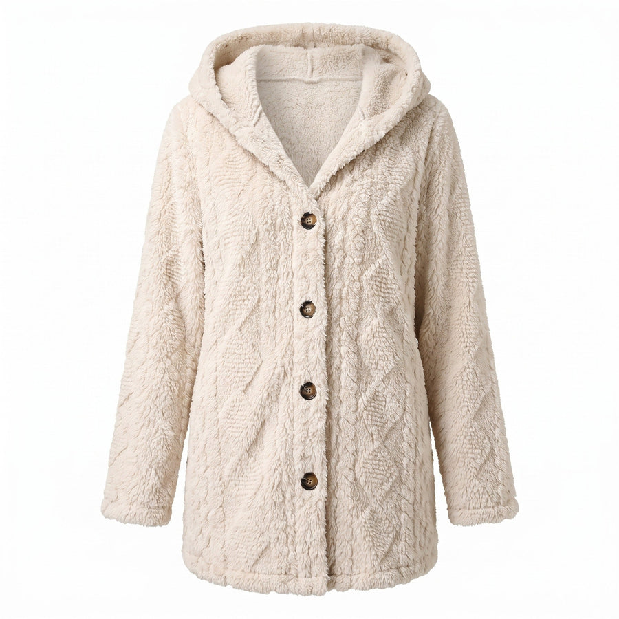 Hooded Teddy Coat for Women with Diamond Worked Pile - product view 6 | Buffalo Gears