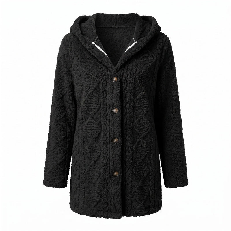 Hooded Teddy Coat for Women with Diamond Worked Pile - product view 7 | Buffalo Gears