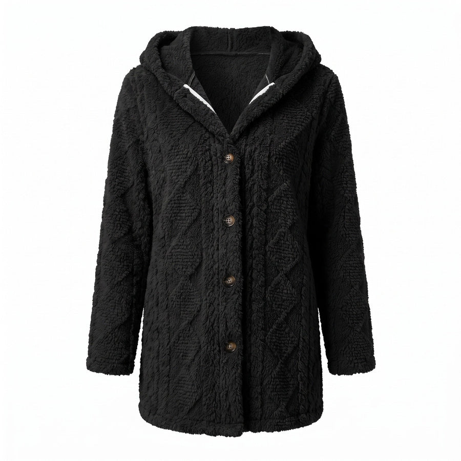 Hooded Teddy Coat for Women with Diamond Worked Pile - product view 7 | Buffalo Gears