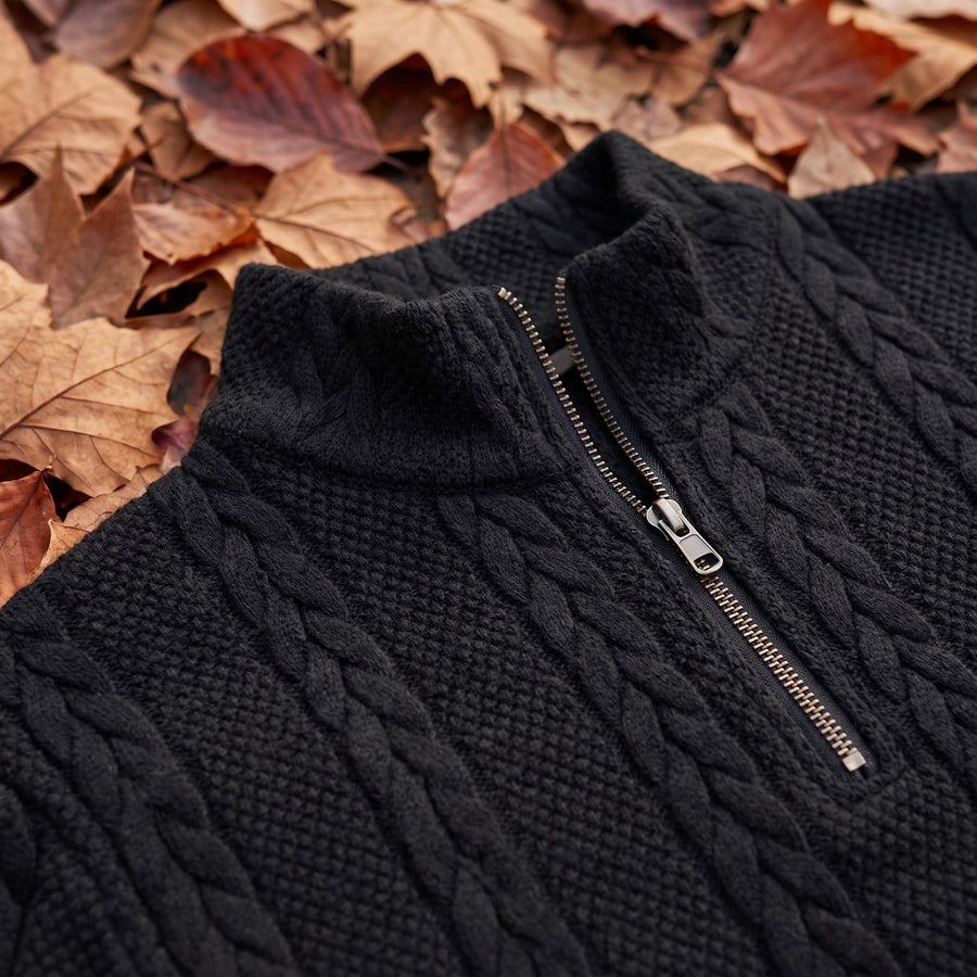 Jacquard Knit Jumper for Men with Half Zip Neck - product view 3 | Buffalo Gears