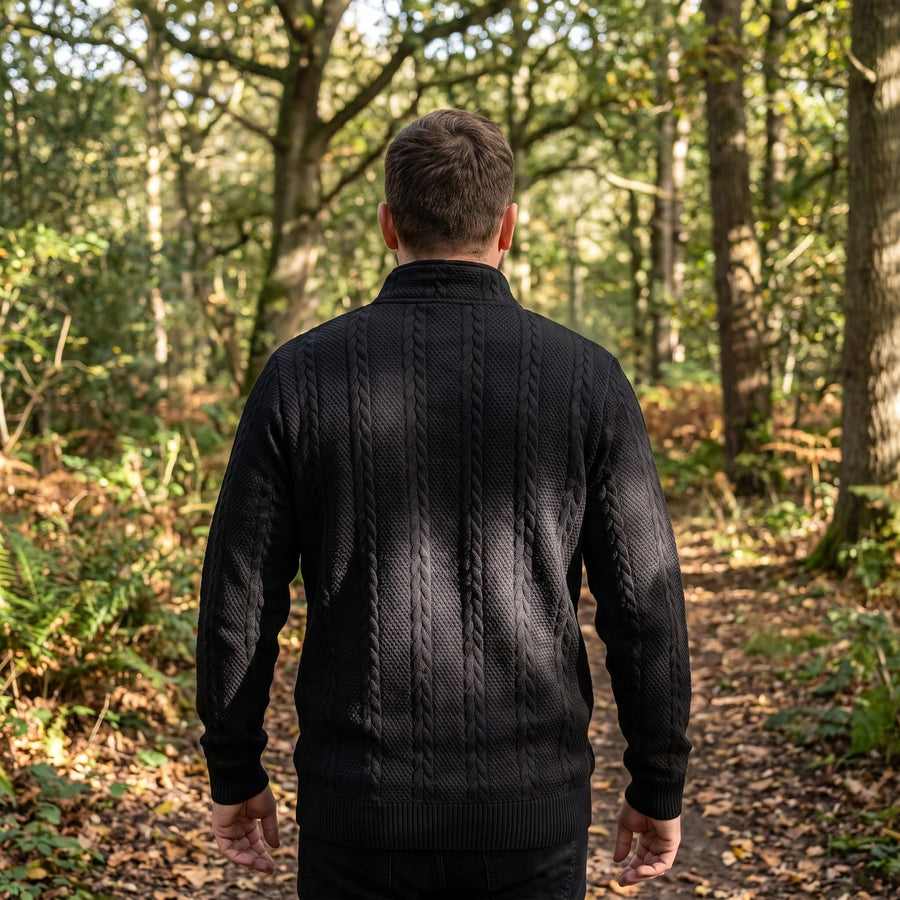 Jacquard Knit Jumper for Men with Half Zip Neck - product view 4 | Buffalo Gears