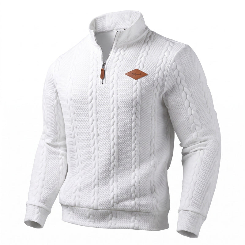 Jacquard Knit Jumper for Men with Half Zip Neck - product view 5 | Buffalo Gears