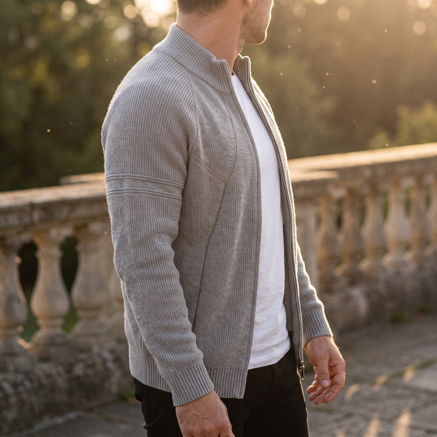 Knit Cardigan for Men with Raglan Sleeves and Full Zip - product view 2 | Buffalo Gears