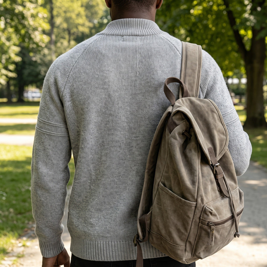 Knit Cardigan for Men with Raglan Sleeves and Full Zip - product view 4 | Buffalo Gears