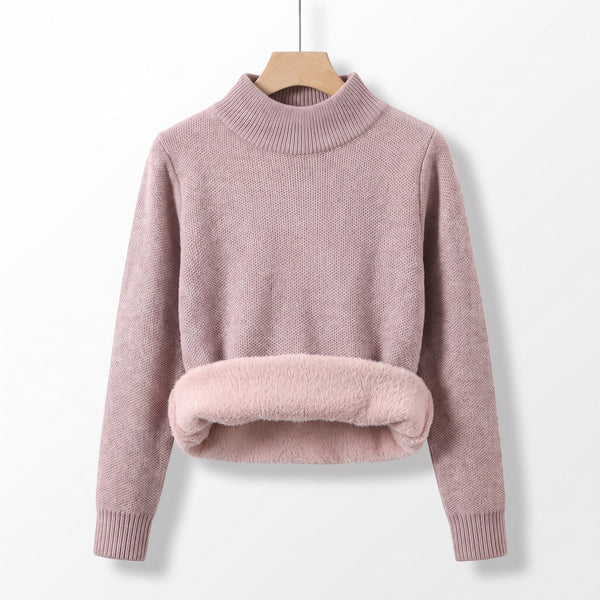 Knit Jumper for Women with Fleece Lined Collar