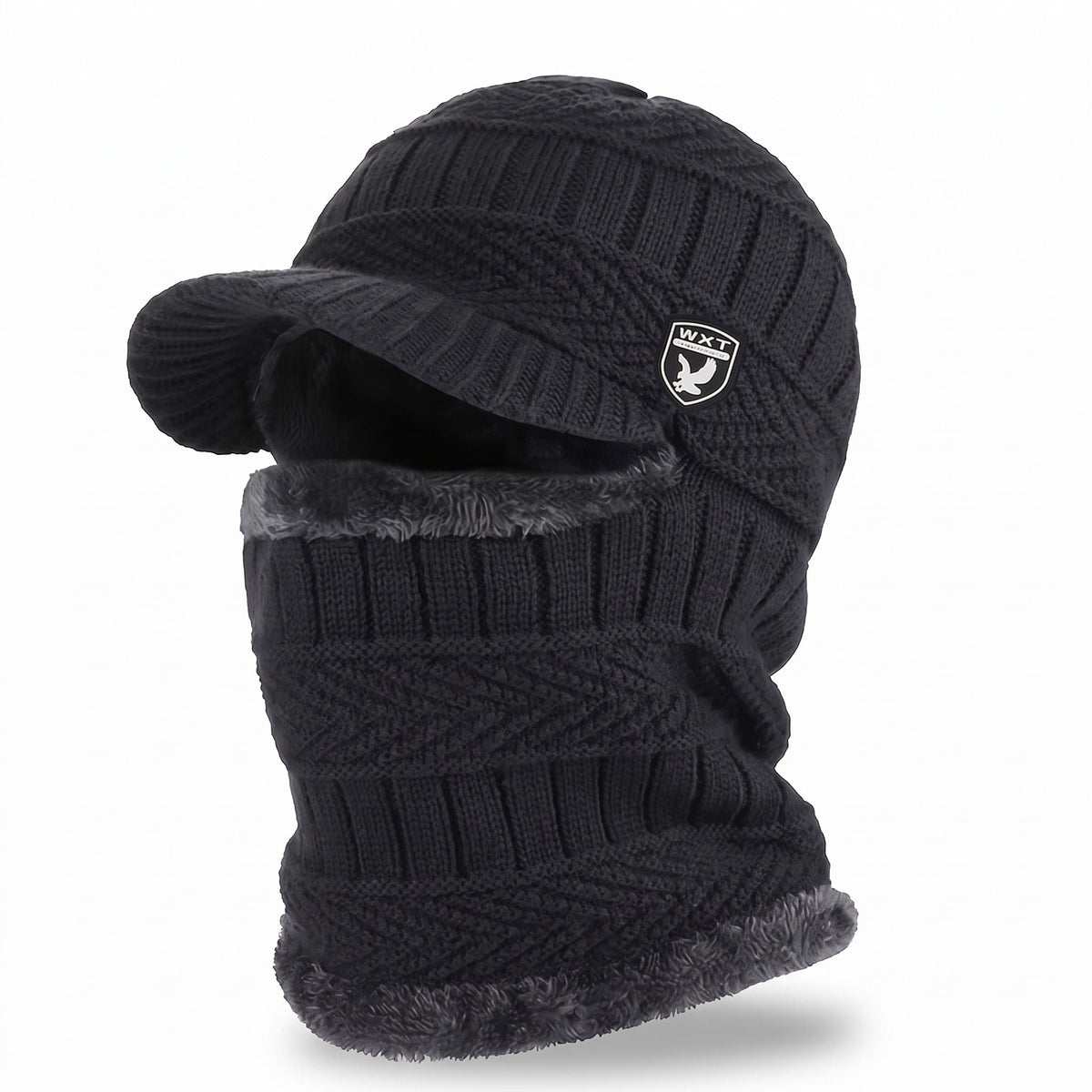 Knitted Beanie with a Neck Cover Knitted Into the Body - product view 1 | Buffalo Gears
