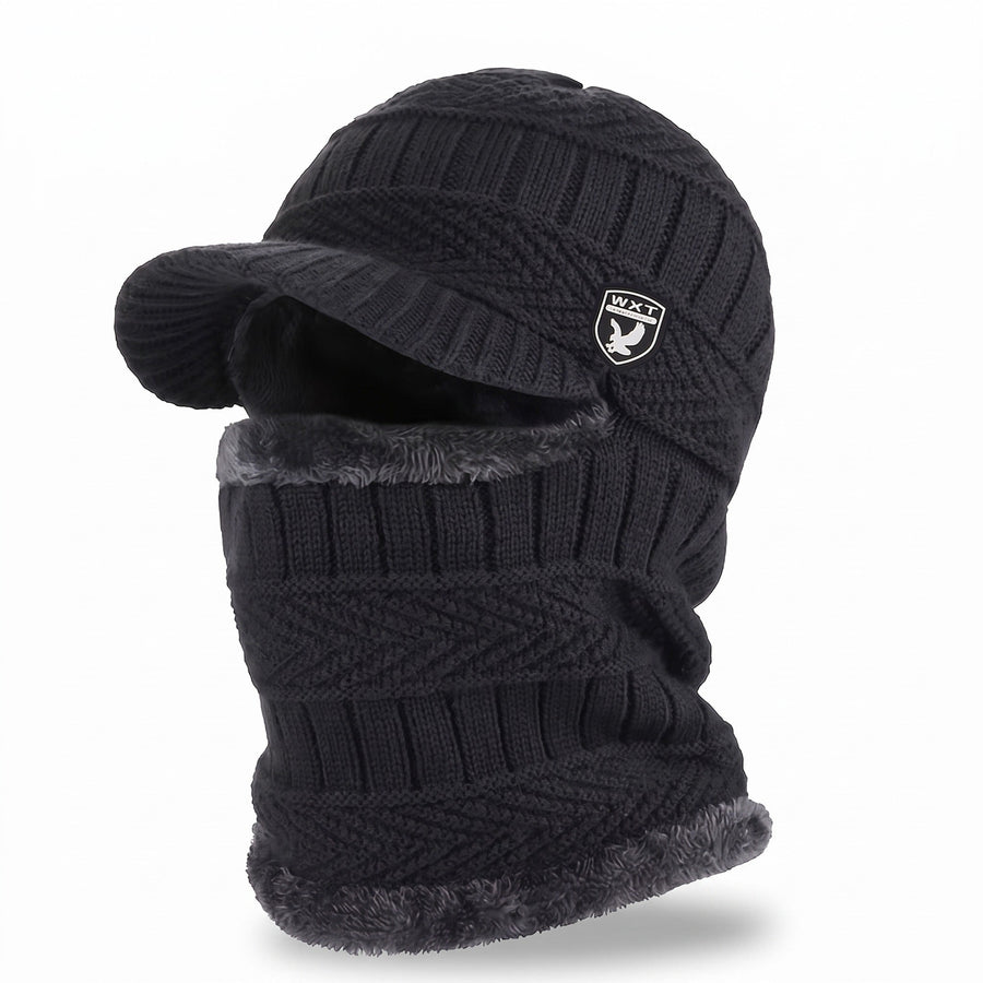 Knitted Beanie with a Neck Cover Knitted Into the Body - product view 1 | Buffalo Gears