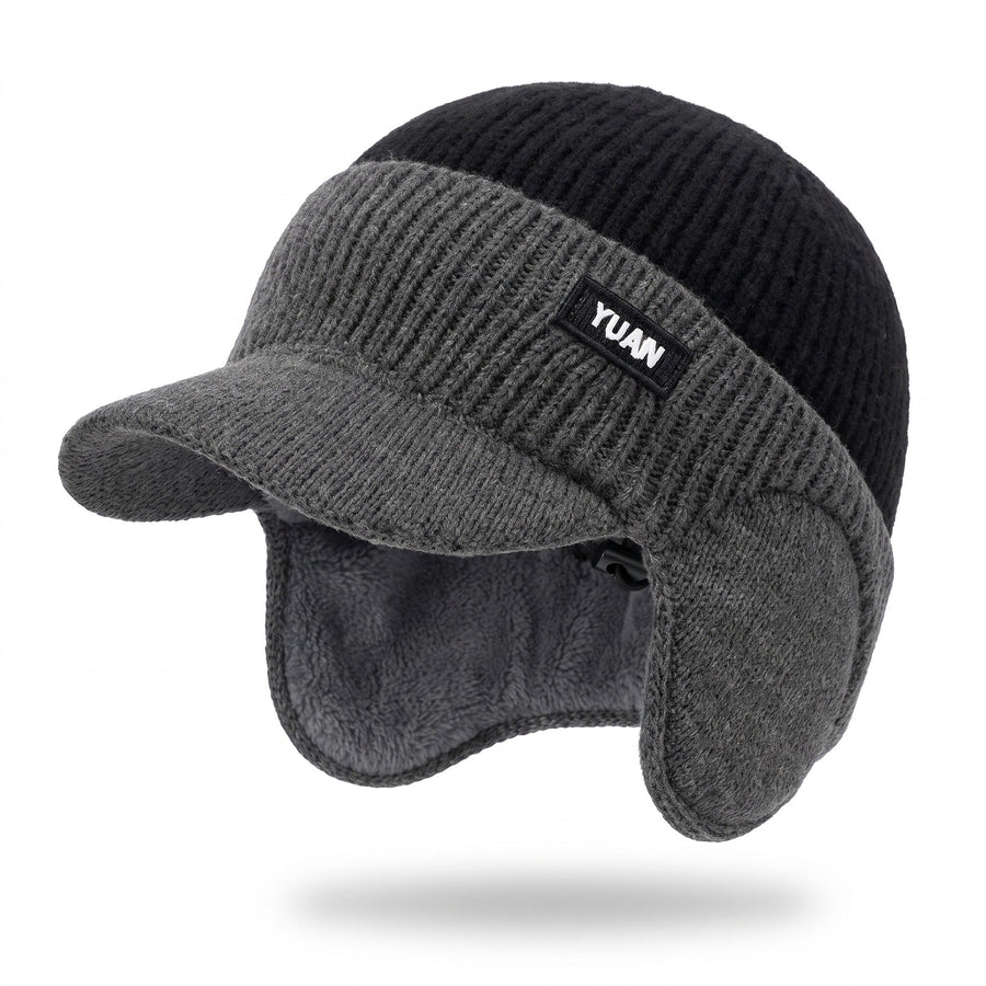 Knitted Beanie with Brim, Ear Flaps and Fleece Lining - product view 1 | Buffalo Gears