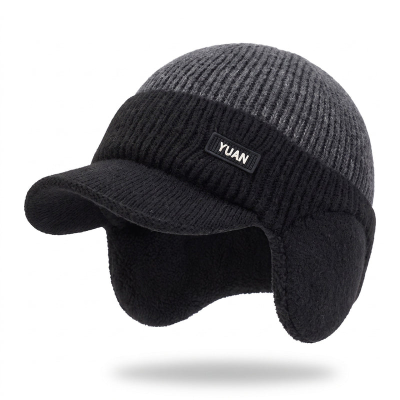 Knitted Beanie with Brim, Ear Flaps and Fleece Lining - product view 6 | Buffalo Gears