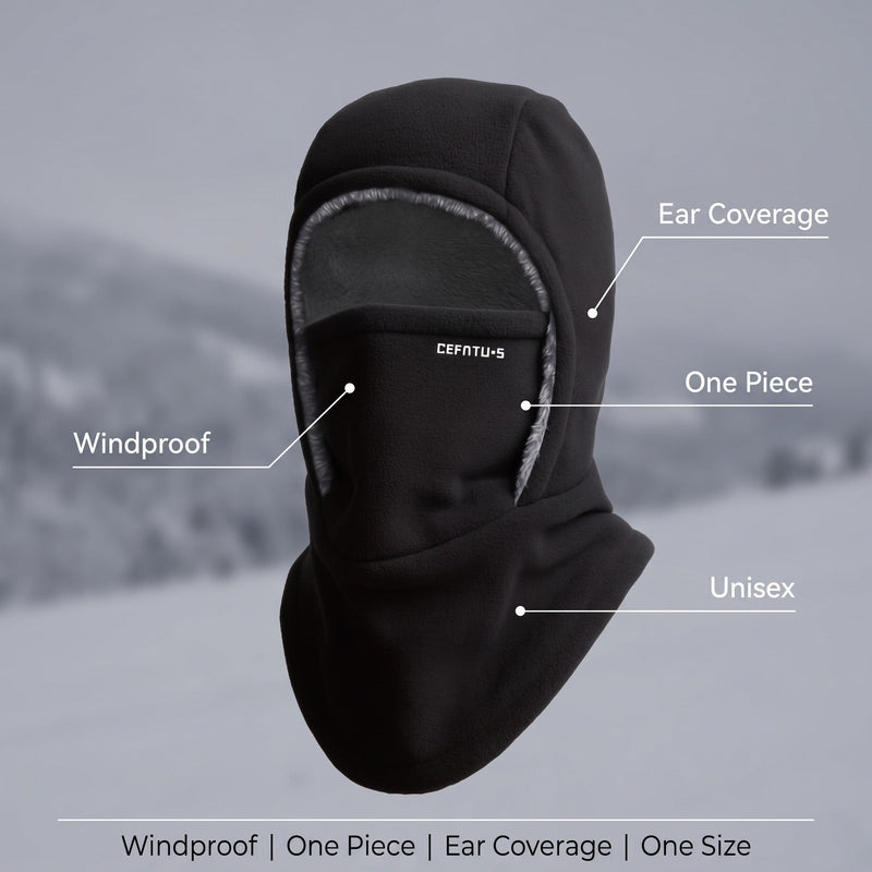 Knitted Winter Hood with Neck Coverage and Face Cover - product view 2 | Buffalo Gears