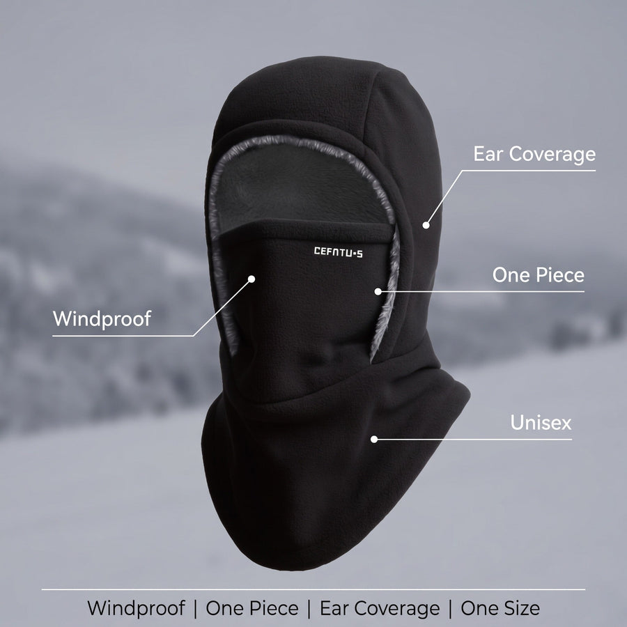 Knitted Winter Hood with Neck Coverage and Face Cover - product view 2 | Buffalo Gears