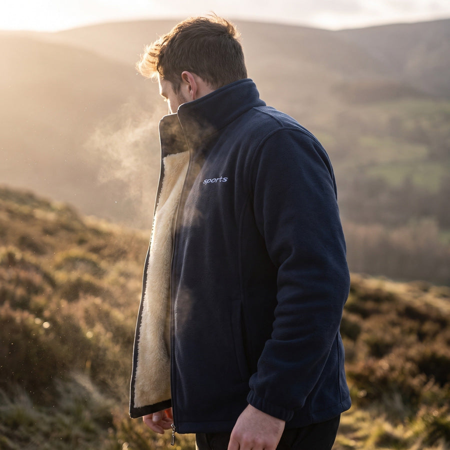 Lambswool Lined Fleece Jacket for Men, Windproof - product view 2 | Buffalo Gears