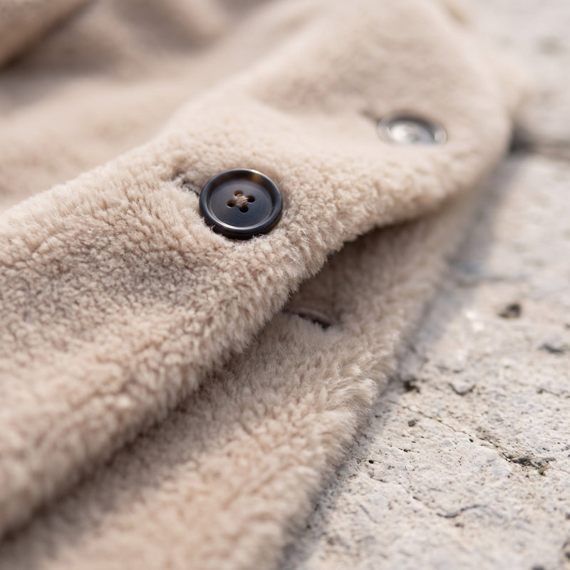 Long Sherpa Coat for Women, Knee Length with Lapel - product view 3 | Buffalo Gears