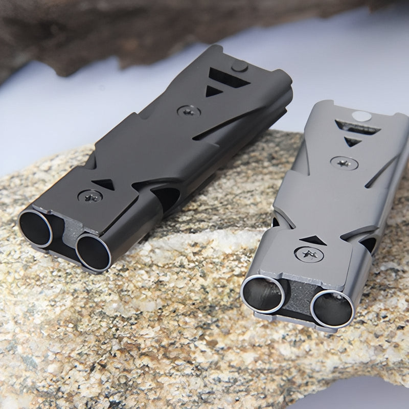 Loud 180dB Double Tube Survival Whistle Keychain - product view 6 | Buffalo Gears