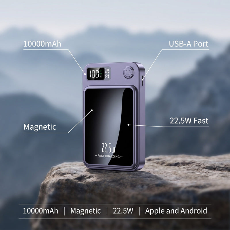 Magnetic Wireless Power Bank 10000mAh with Fast Charging - product view 2 | Buffalo Gears