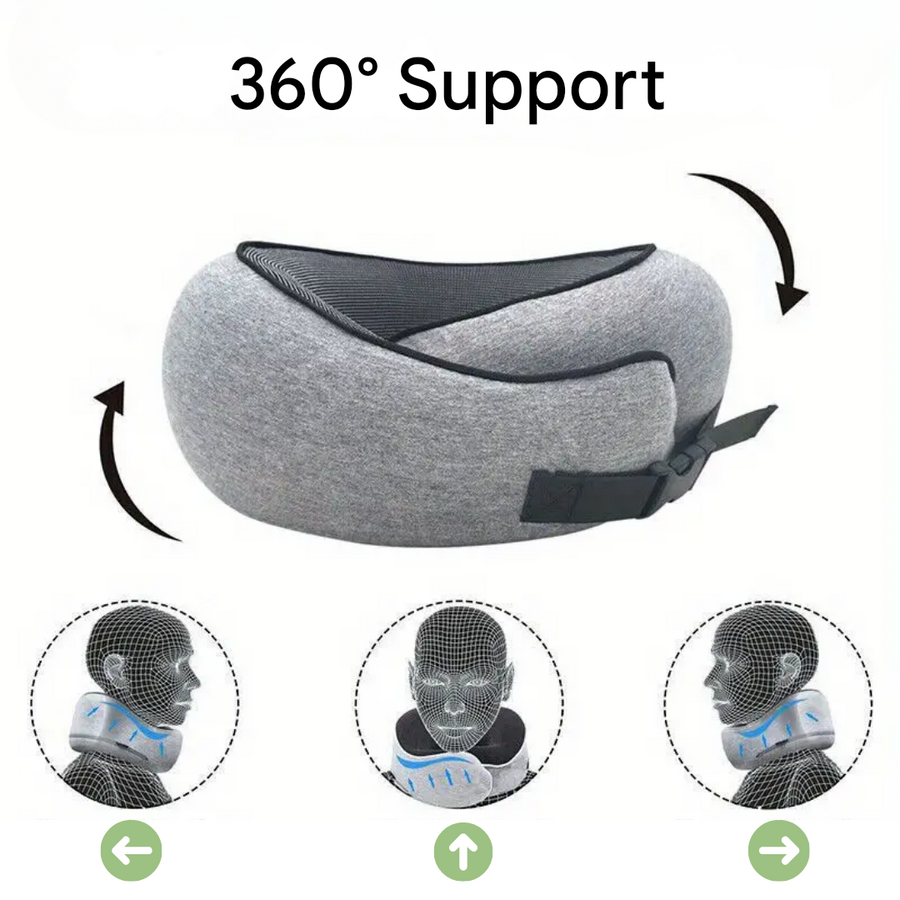 Memory Foam Travel Pillow with 360 Degree Neck Support - product view 3 | Buffalo Gears