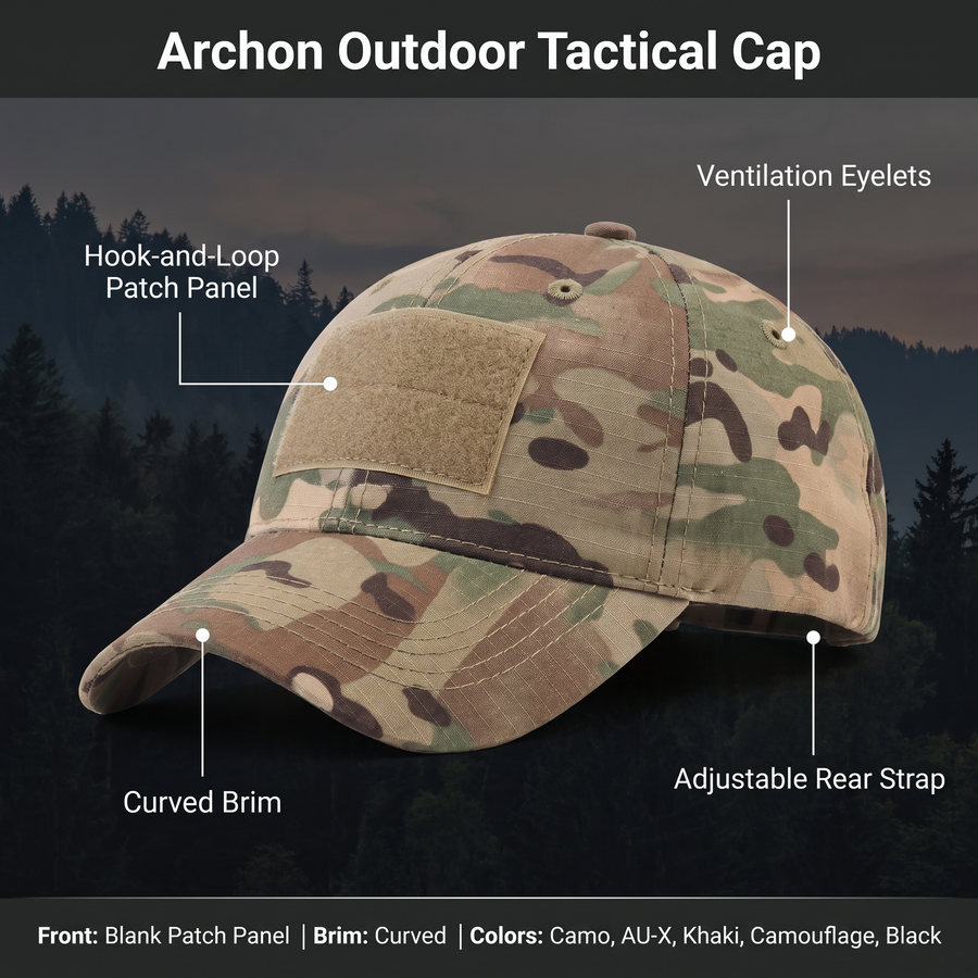 Men's Adjustable Camo Tactical Baseball Cap - product view 3 | Buffalo Gears