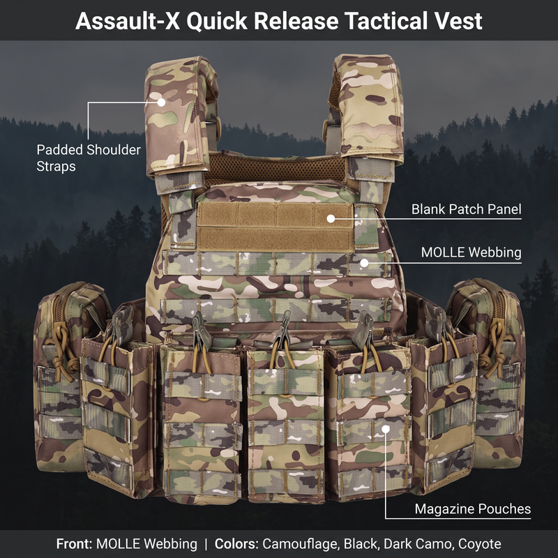 Men's Adjustable Molle Chest Vest with Quick-Release Buckles - product view 3 | Buffalo Gears