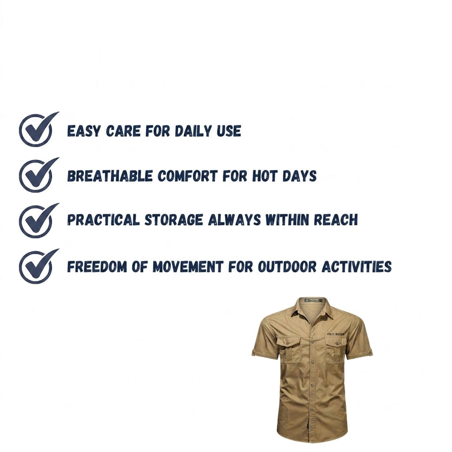 Men's Breathable Cotton Shirt for Summer Hiking Trips - product view 3 | Buffalo Gears
