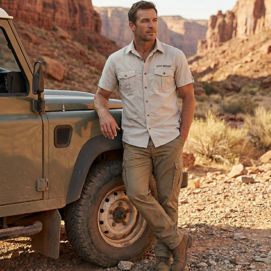 Men's Breathable Cotton Shirt for Summer Hiking Trips - product view 6 | Buffalo Gears