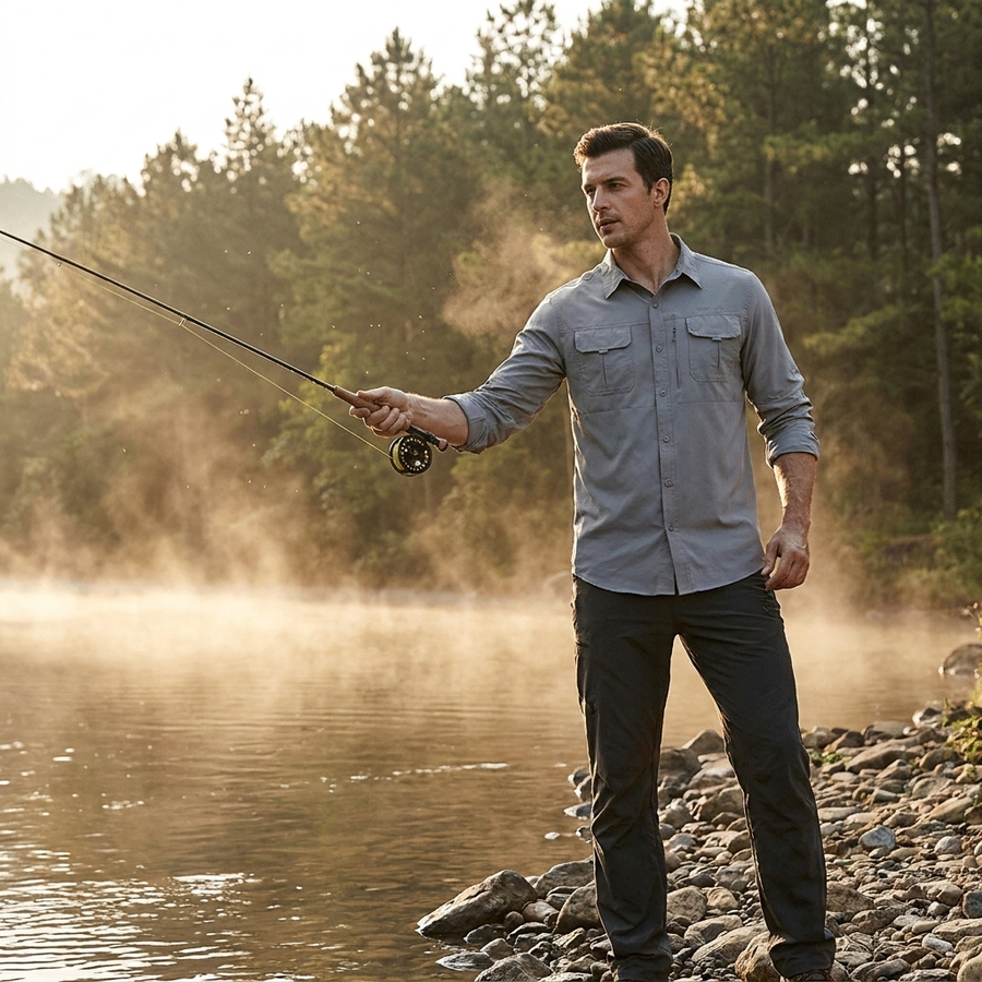 Men's Breathable Hiking Shirt with Chest Pockets - product view 2 | Buffalo Gears