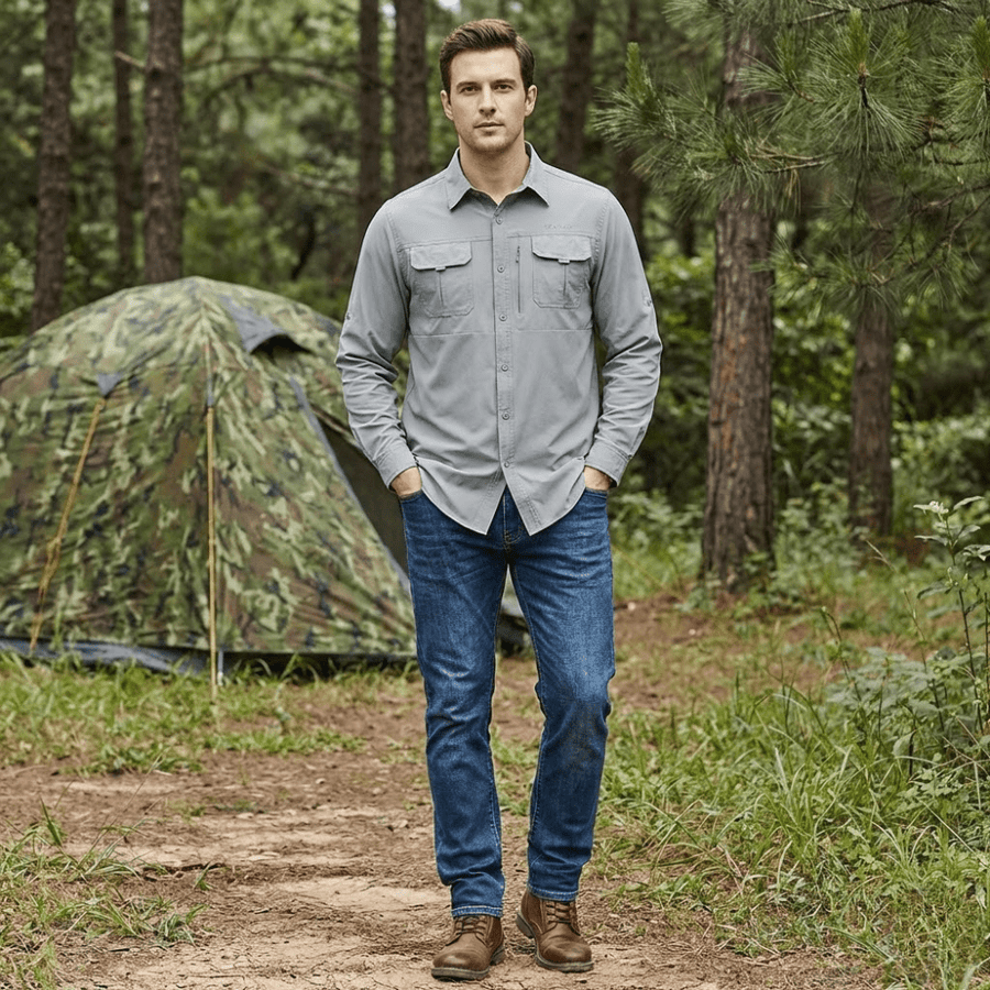 Men's Breathable Hiking Shirt with Chest Pockets - product view 5 | Buffalo Gears