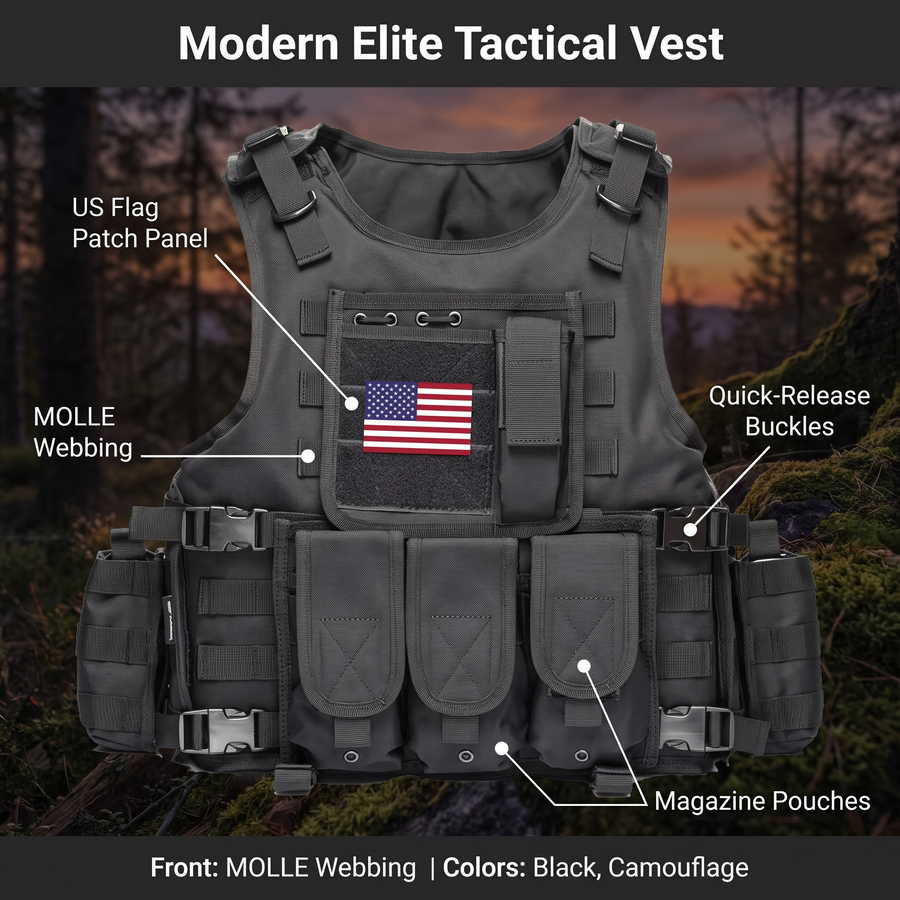 Men's Breathable Molle Chest Rig with Adjustable Fit - product view 3 | Buffalo Gears
