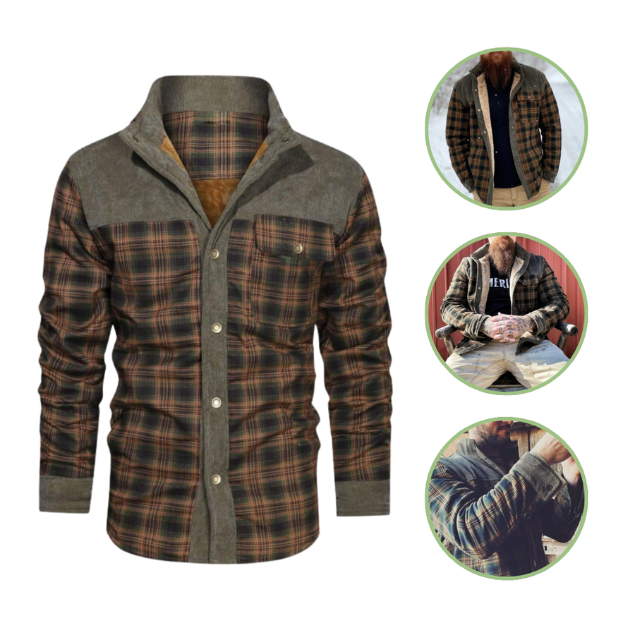 Men's Checked Wool-Blend Coat for Casual Cold-Weather Wear - product view 3 | Buffalo Gears