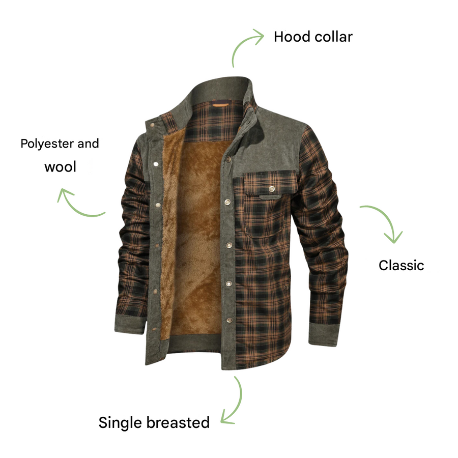 Men's Checked Wool-Blend Coat for Casual Cold-Weather Wear - product view 4 | Buffalo Gears
