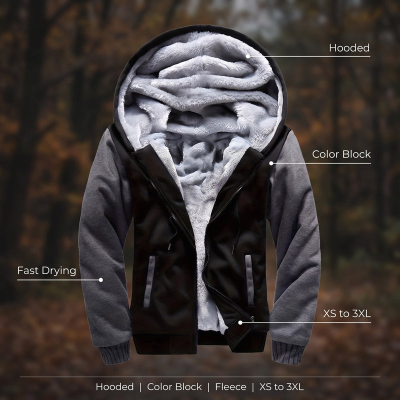 Men's Colour Block Fleece Jacket with Built In Hood - product view 2 | Buffalo Gears