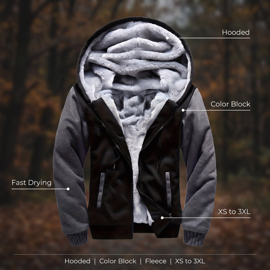Men's Colour Block Fleece Jacket with Built In Hood - product view 2 | Buffalo Gears